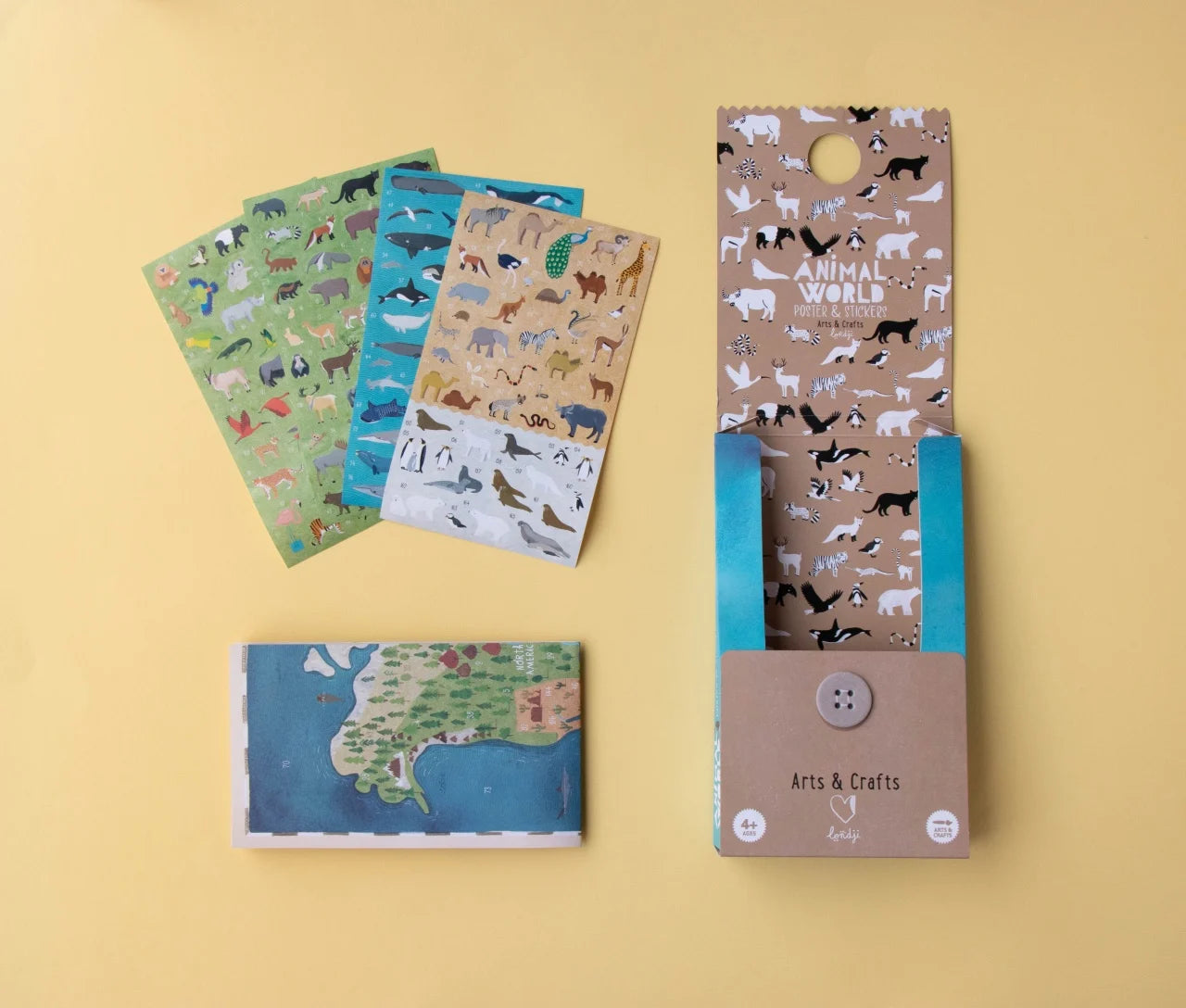 Poster cu stickere Lumea animalelor, Londji – hartă interactivă educativă cu 165 stickere