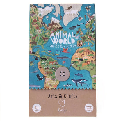 Poster cu stickere Lumea animalelor, Londji – hartă interactivă educativă cu 165 stickere