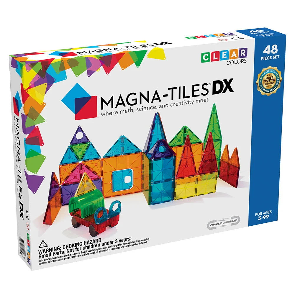 Set Magna-Tiles Deluxe - 48 Piese Magnetice De Construcție Transparente Colorate
