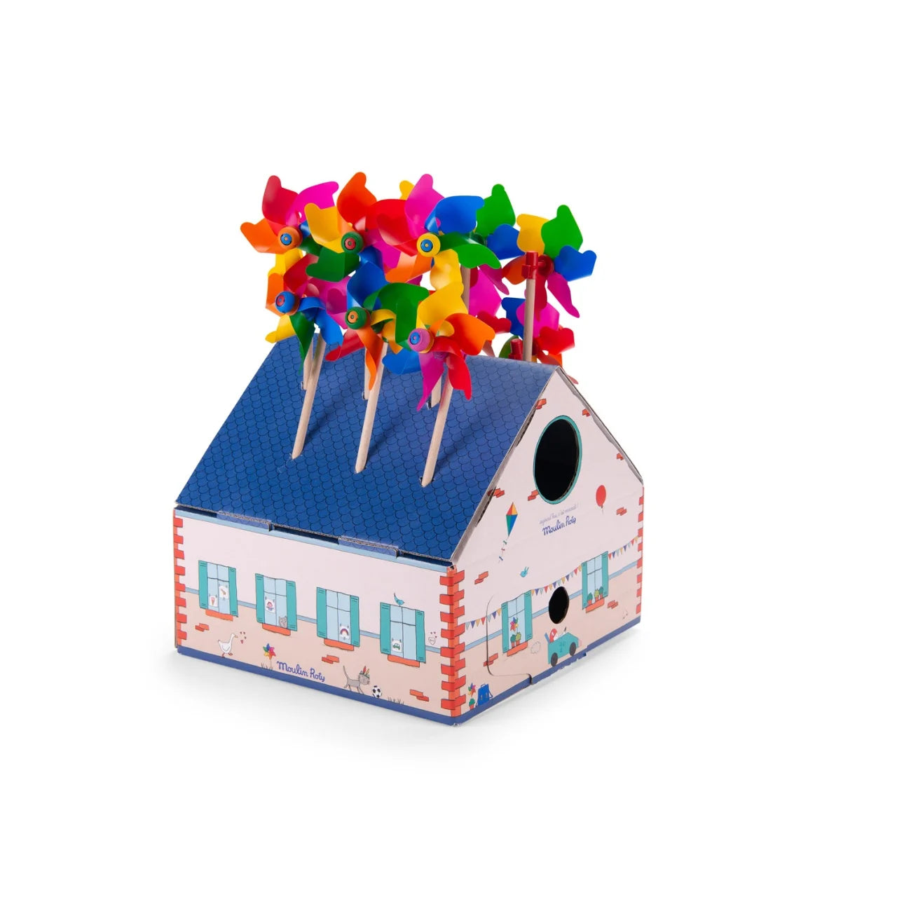 Morișcă de vânt multicoloră Moulin Roty – jucărie de exterior pentru copii 1–6 ani