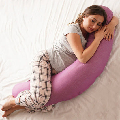 Pernă pentru gravide și alăptare, cu husă detașabilă din bumbac 2 în 1 - Twindeco Grande Roz Somon