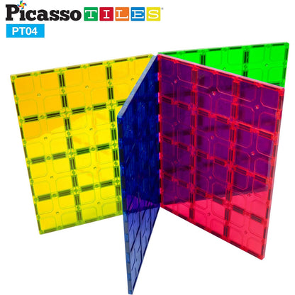 Set PicassoTiles 4 Piese Magnetice Mari, Baze Stabilizatoare Pentru Construcții