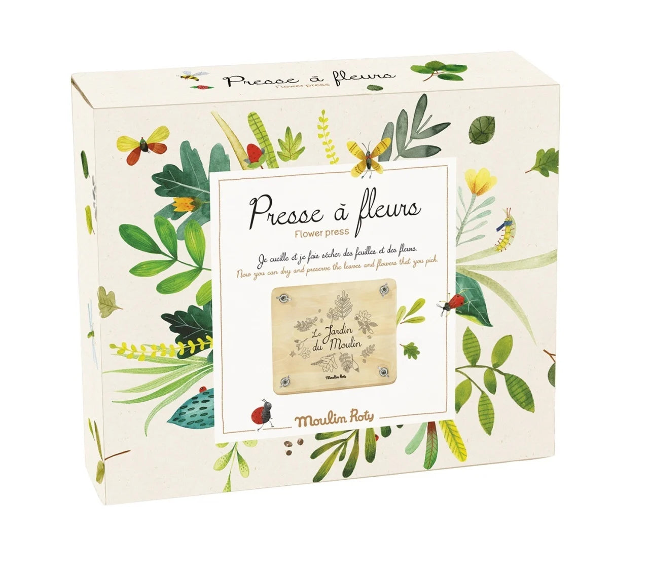Presă pentru flori din lemn – set pentru presat plante și frunze - Moulin Roty