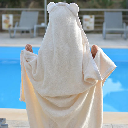 Prosop de baie pentru copii, cu glugă și urechi, crem, 100 x 100 cm - Twindeco - Milky Way