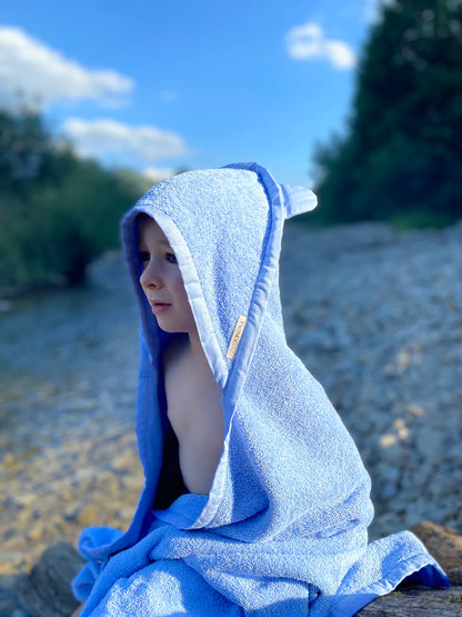 Prosop de baie pentru copii, cu glugă și urechi, crem, 100 x 100 cm - Twindeco - Albastru Blue Skies
