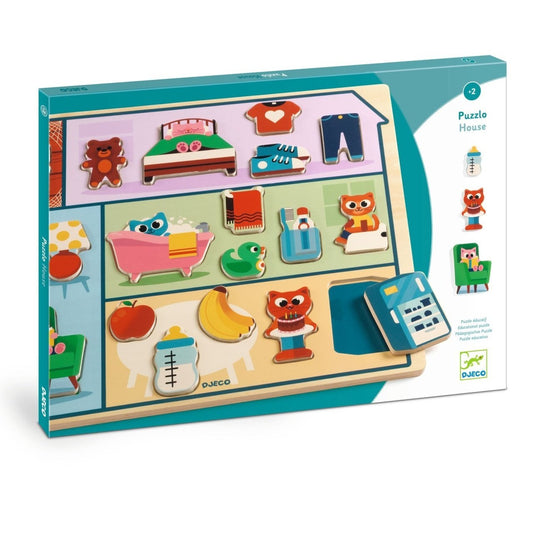 Puzzle din lemn Acasă, Djeco