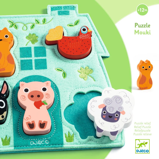 Puzzle Djeco lemn și fetru Mouki