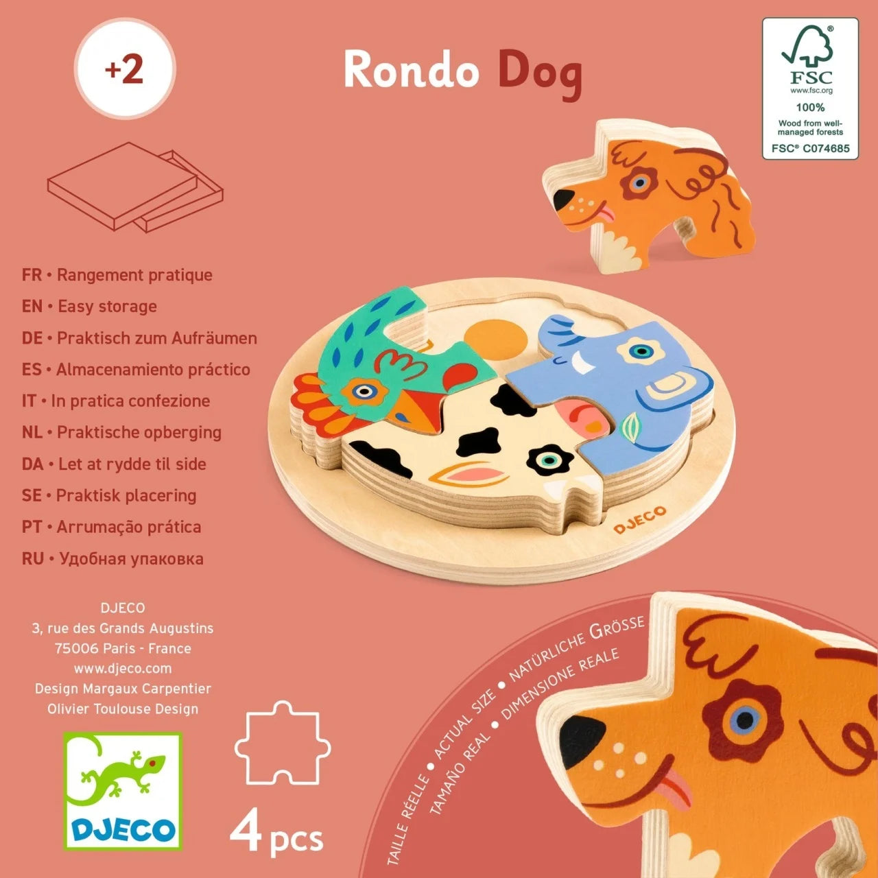 Puzzle din lemn Rondo Dog, Djeco