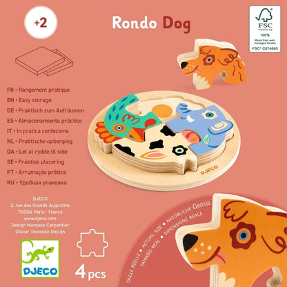 Puzzle din lemn Rondo Dog, Djeco