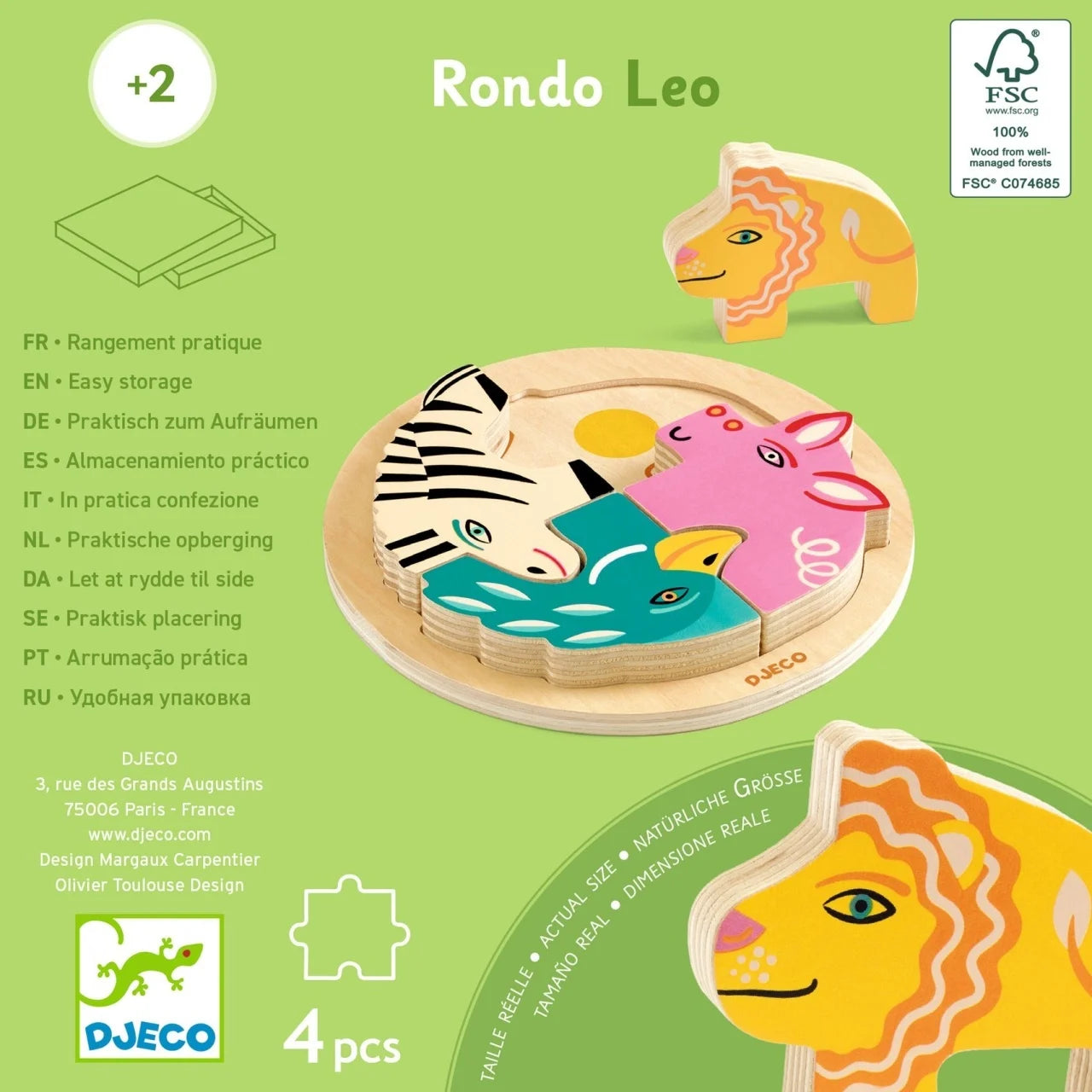 Puzzle din lemn Rondo Leo, Djeco