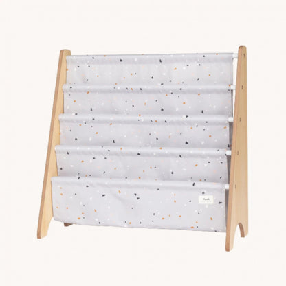 Raft organizator de cărți pentru copii, material reciclat Terrazzo Grey, 3 Sprouts