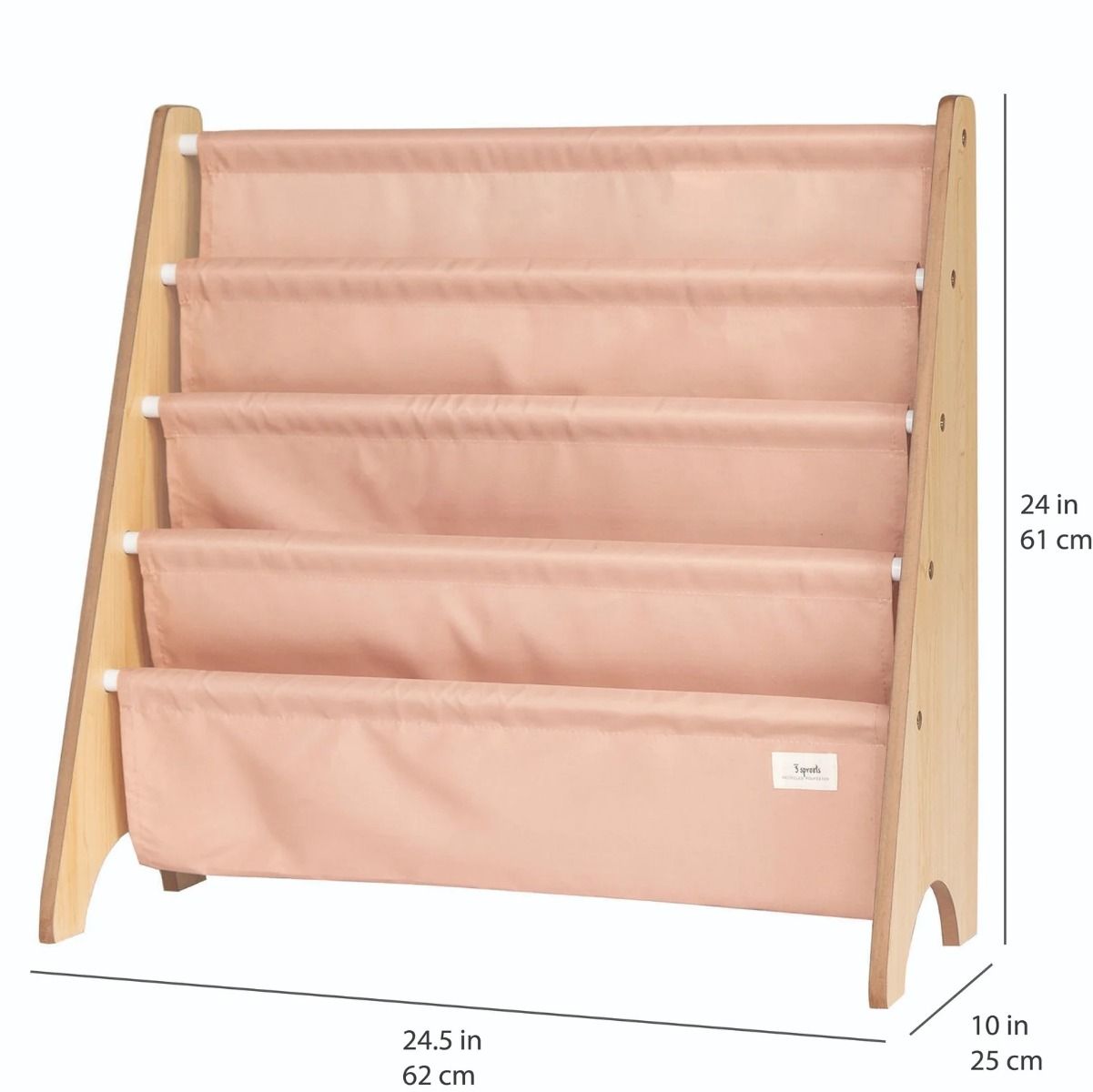 Raft organizator de cărți pentru copii, material reciclat Clay, 3 Sprouts