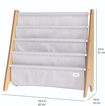 Raft organizator de cărți pentru copii, material reciclat Gri, 3 Sprouts