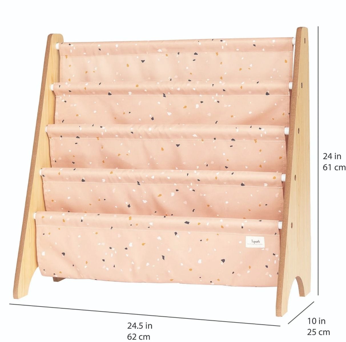 Raft organizator de cărți pentru copii, material reciclat Terrazzo Clay, 3 Sprouts