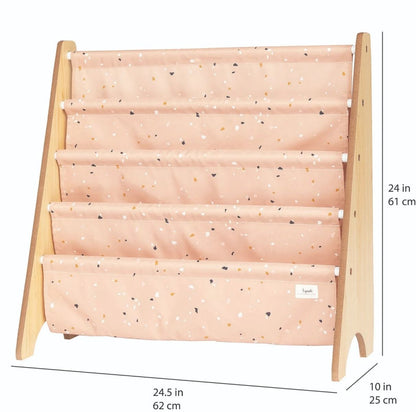 Raft organizator de cărți pentru copii, material reciclat Terrazzo Clay, 3 Sprouts