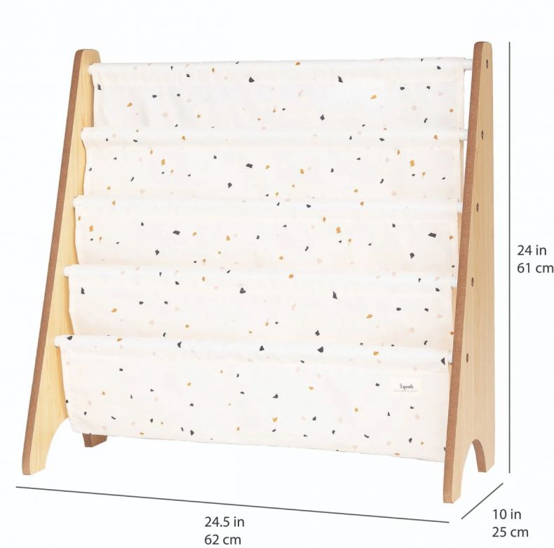 Raft organizator de cărți pentru copii, material reciclat Terrazzo Cream, 3 Sprouts