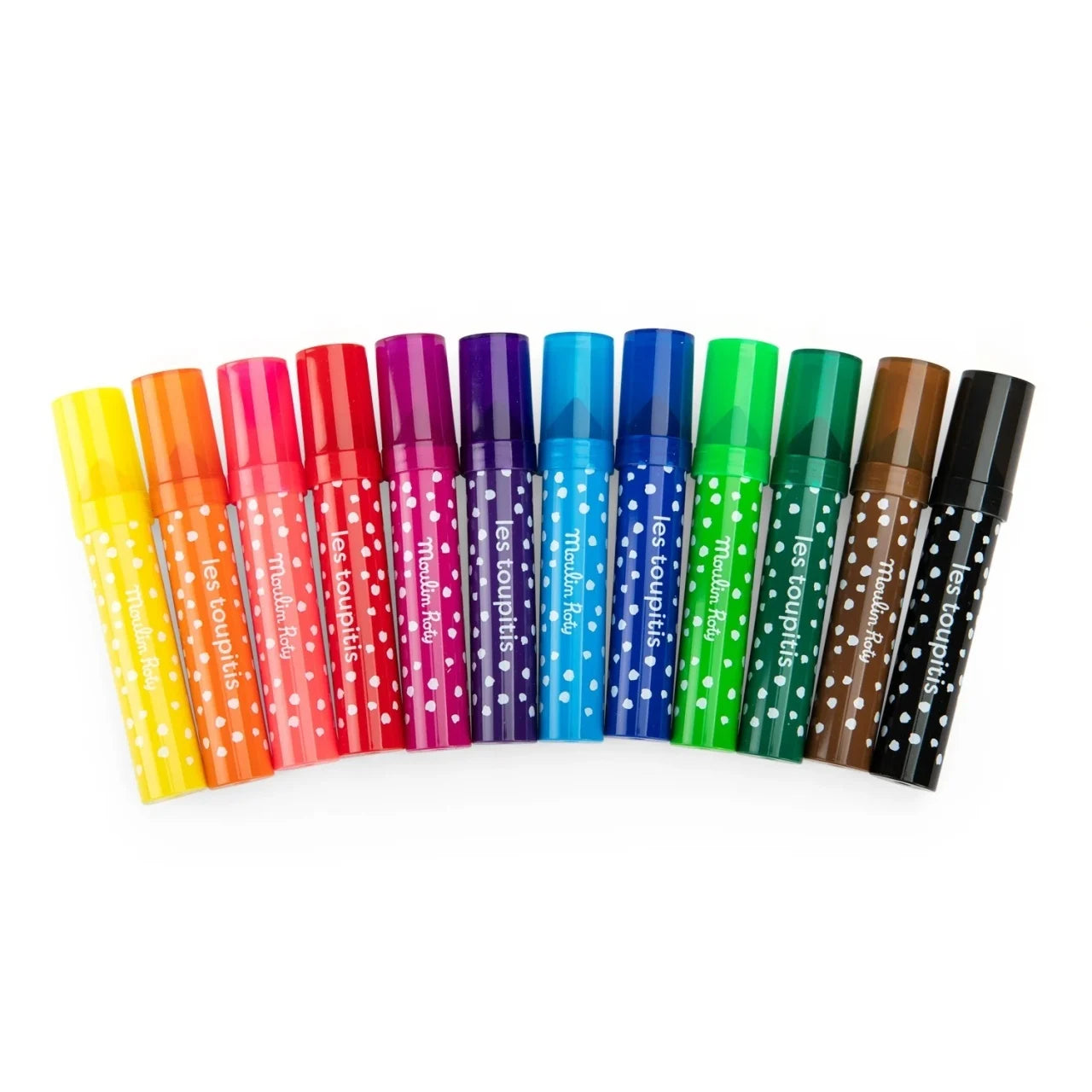 Set 12 carioci groase lavabile pentru copii – vârf conic, culori vibrante - Moulin Roty