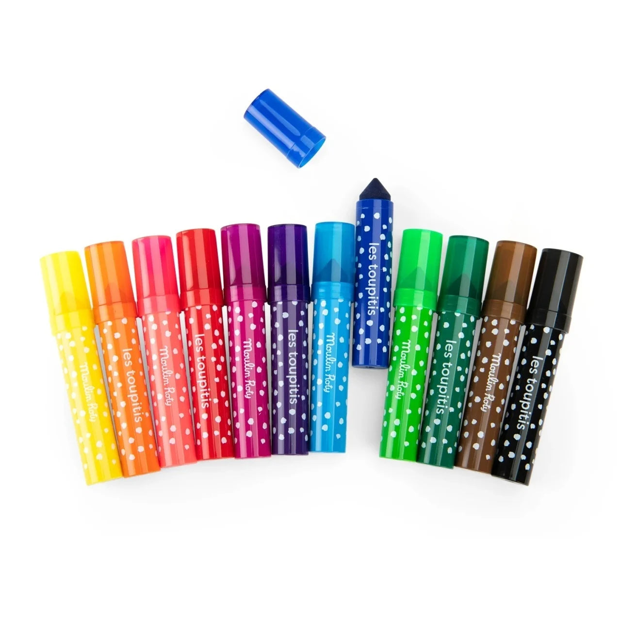 Set 12 carioci groase lavabile pentru copii – vârf conic, culori vibrante - Moulin Roty