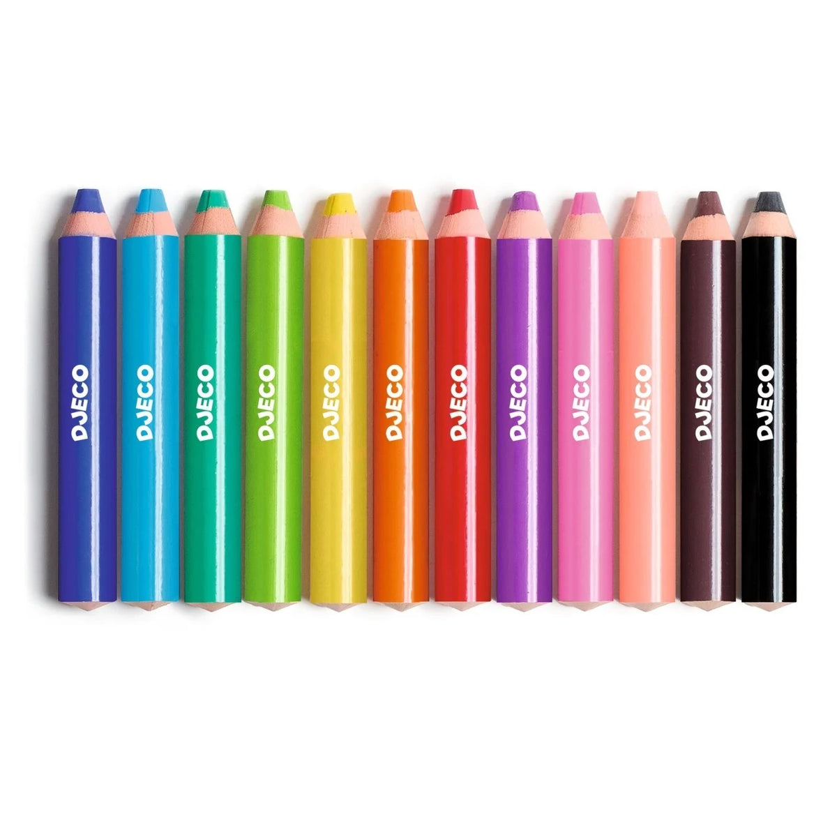 Set 12 creioane colorate cu ascuțitoare, Djeco