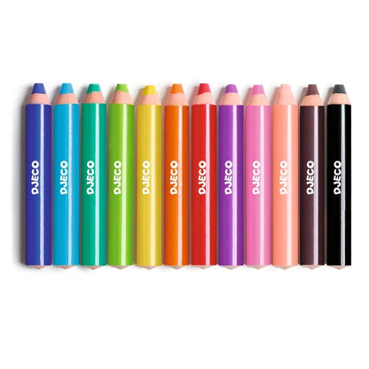 Set 12 creioane colorate cu ascuțitoare, Djeco