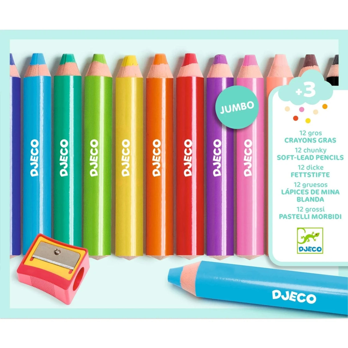 Set 12 creioane colorate cu ascuțitoare, Djeco