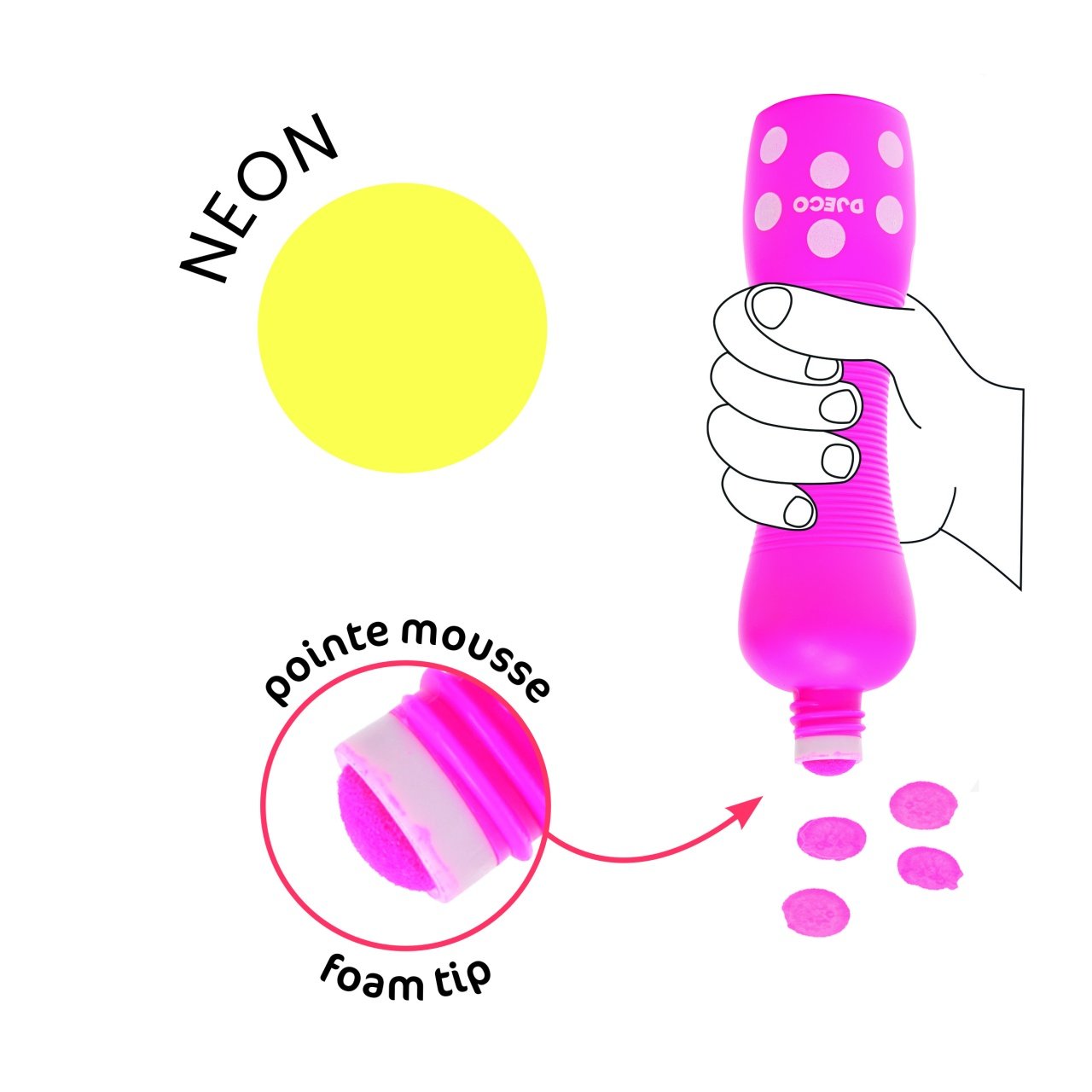 Set 4 markere culori neon pentru bebe, Djeco