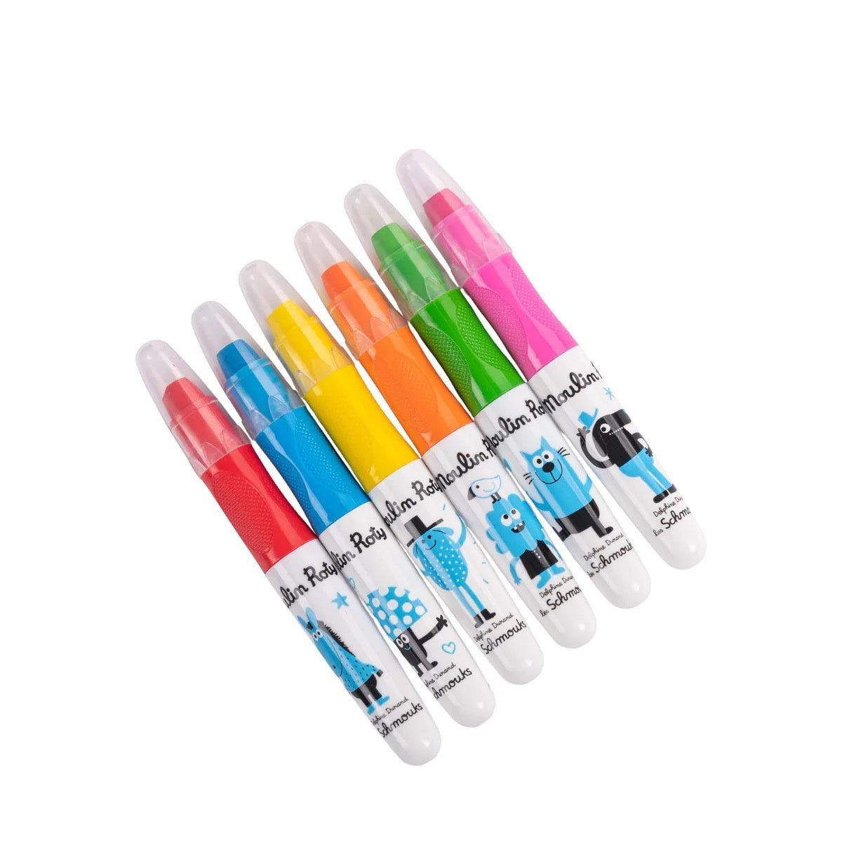 Set 6 creioane multi-suprafețe neon – Moulin Roty