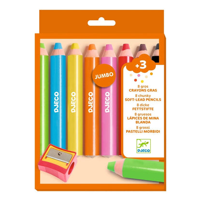 Set 8 creioane colorate cu ascuțitoare, Djeco
