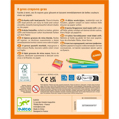 Set 8 creioane colorate cu ascuțitoare, Djeco