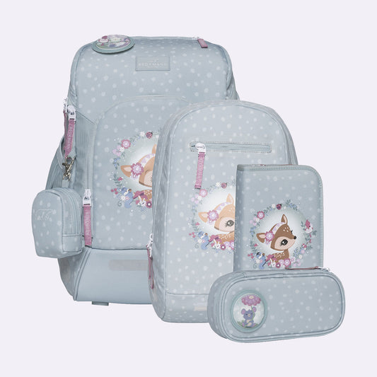 Ghiozdan, rucsac ergonomic cu perna de aer Beckmann, set Active Air FLX 6 piese, Forest Deer Dusty Mint