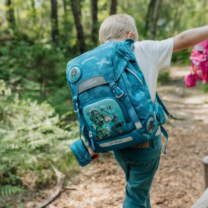 Ghiozdan, rucsac ergonomic cu pernǎ de aer Beckmann, set Active Air FLX 6 piese, Jungle Game