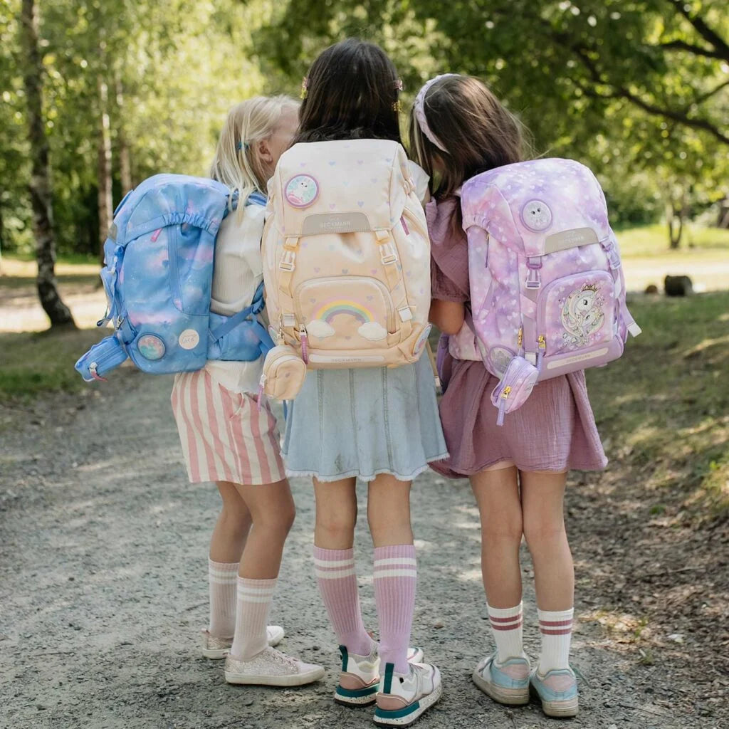 Ghiozdan, rucsac ergonomic cu pernǎ de aer Beckmann, set Active Air FLX 6 piese, Unicorn Princess Purple
