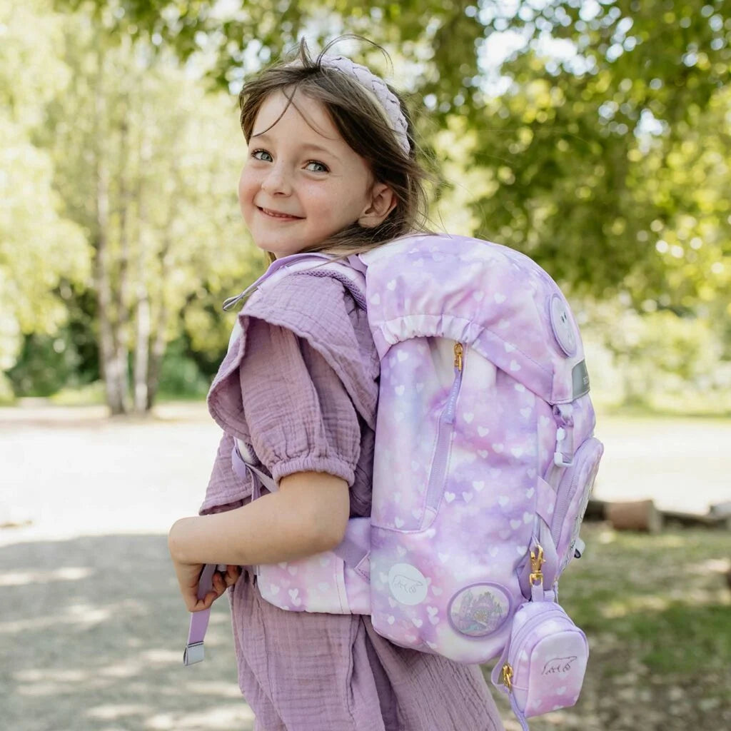 Ghiozdan, rucsac ergonomic cu pernǎ de aer Beckmann, set Active Air FLX 6 piese, Unicorn Princess Purple