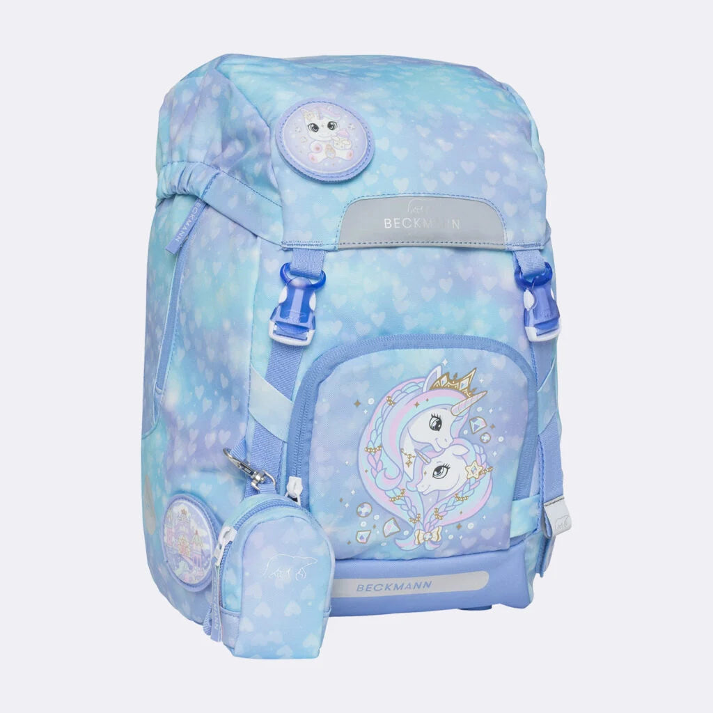 Ghiozdan, rucsac ergonomic cu pernǎ de aer Beckmann, set Active Air FLX 6 piese, Unicorn Princess Ice Blue