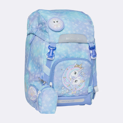 Ghiozdan, rucsac ergonomic cu pernǎ de aer Beckmann, set Active Air FLX 6 piese, Unicorn Princess Ice Blue
