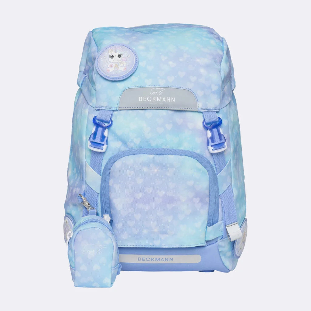 Ghiozdan, rucsac ergonomic cu pernǎ de aer Beckmann, set Active Air FLX 6 piese, Unicorn Princess Ice Blue