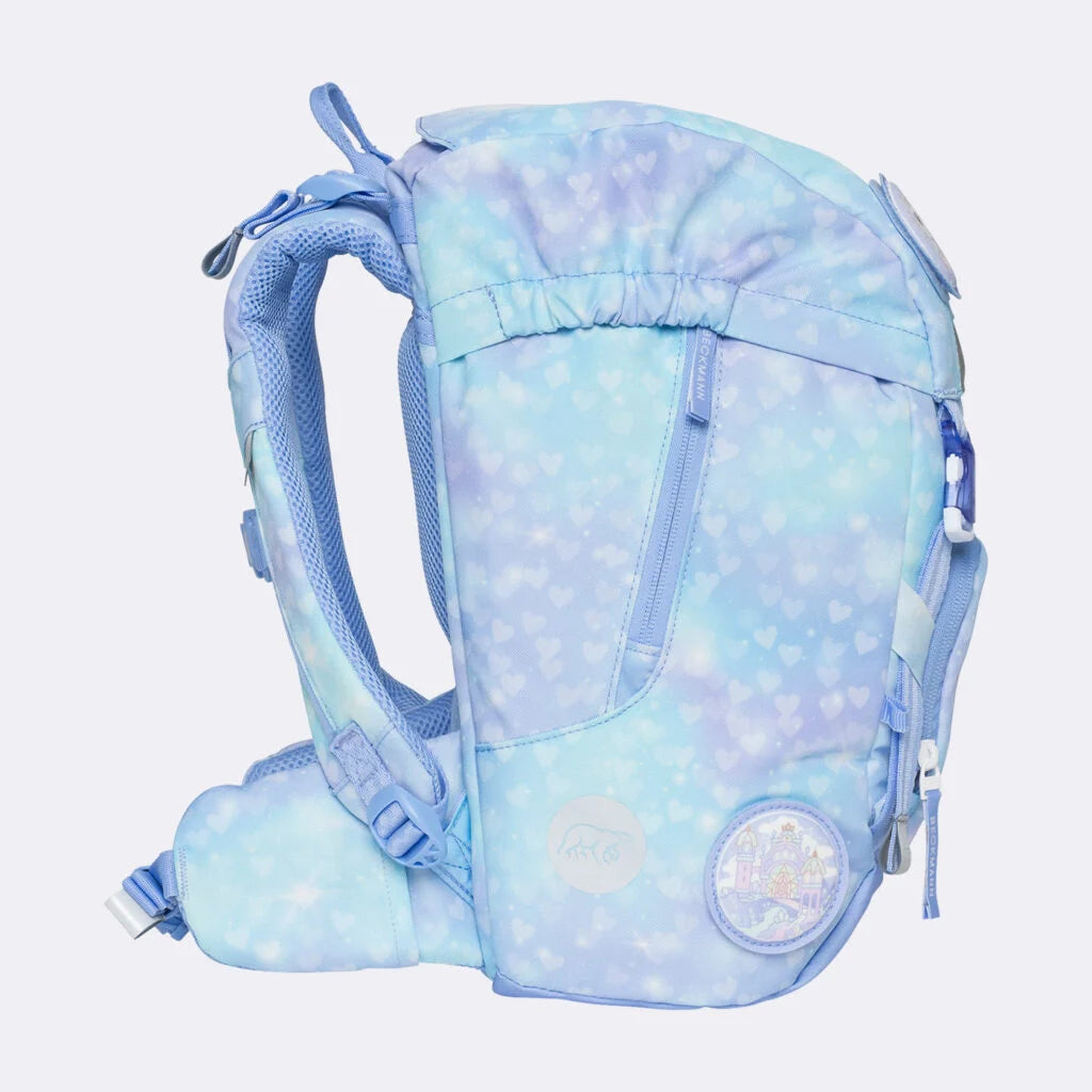 Ghiozdan, rucsac ergonomic cu pernǎ de aer Beckmann, set Active Air FLX 6 piese, Unicorn Princess Ice Blue