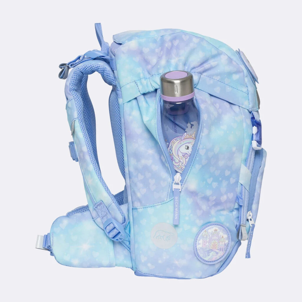 Ghiozdan, rucsac ergonomic cu pernǎ de aer Beckmann, set Active Air FLX 6 piese, Unicorn Princess Ice Blue