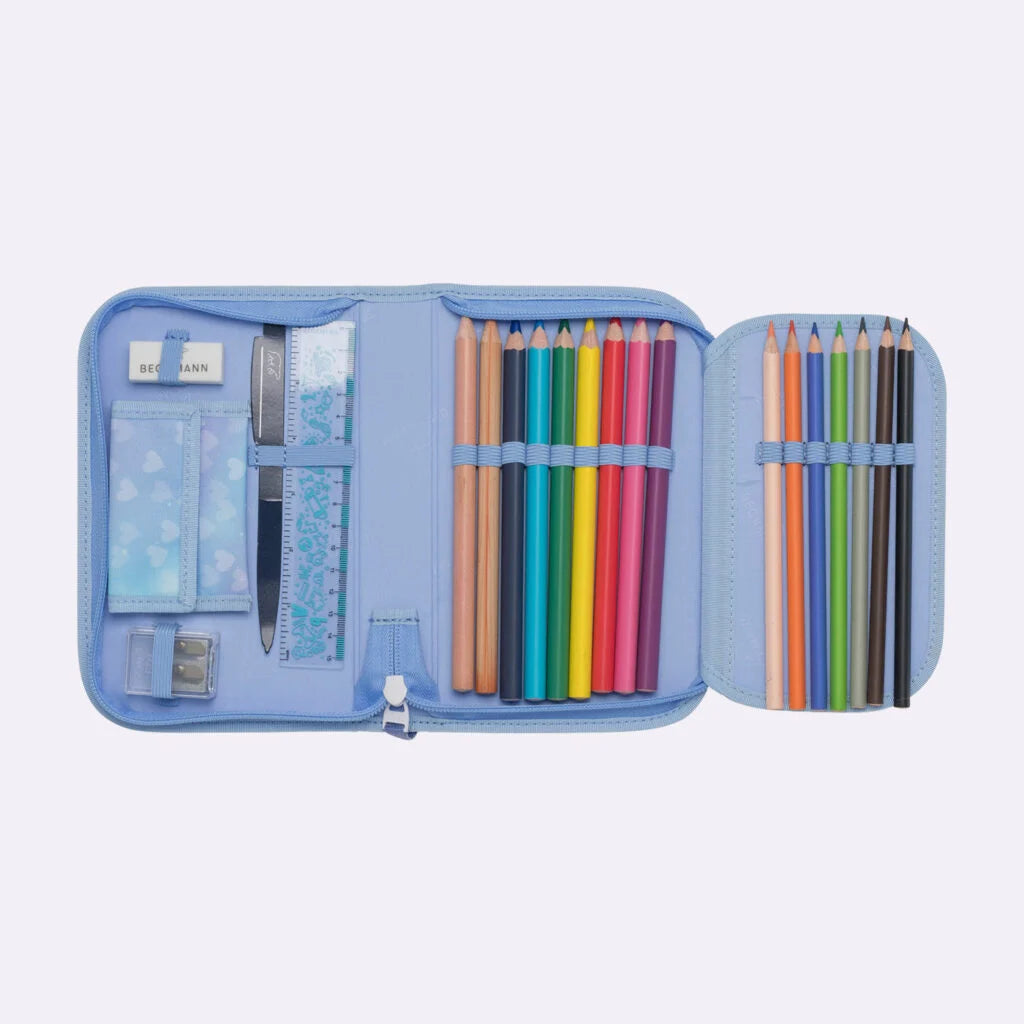 Ghiozdan, rucsac ergonomic cu pernǎ de aer Beckmann, set Active Air FLX 6 piese, Unicorn Princess Ice Blue