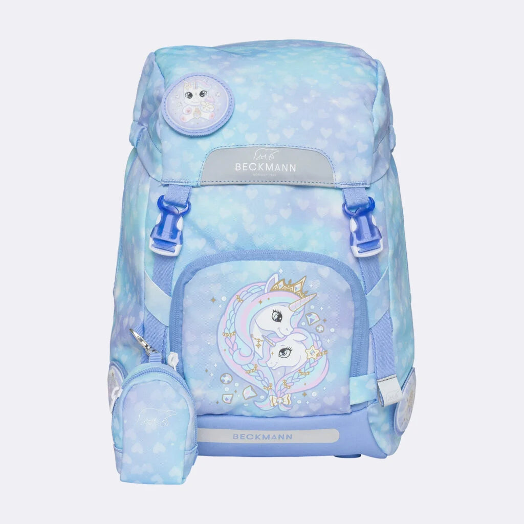 Ghiozdan, rucsac ergonomic cu pernǎ de aer Beckmann, set Active Air FLX 6 piese, Unicorn Princess Ice Blue
