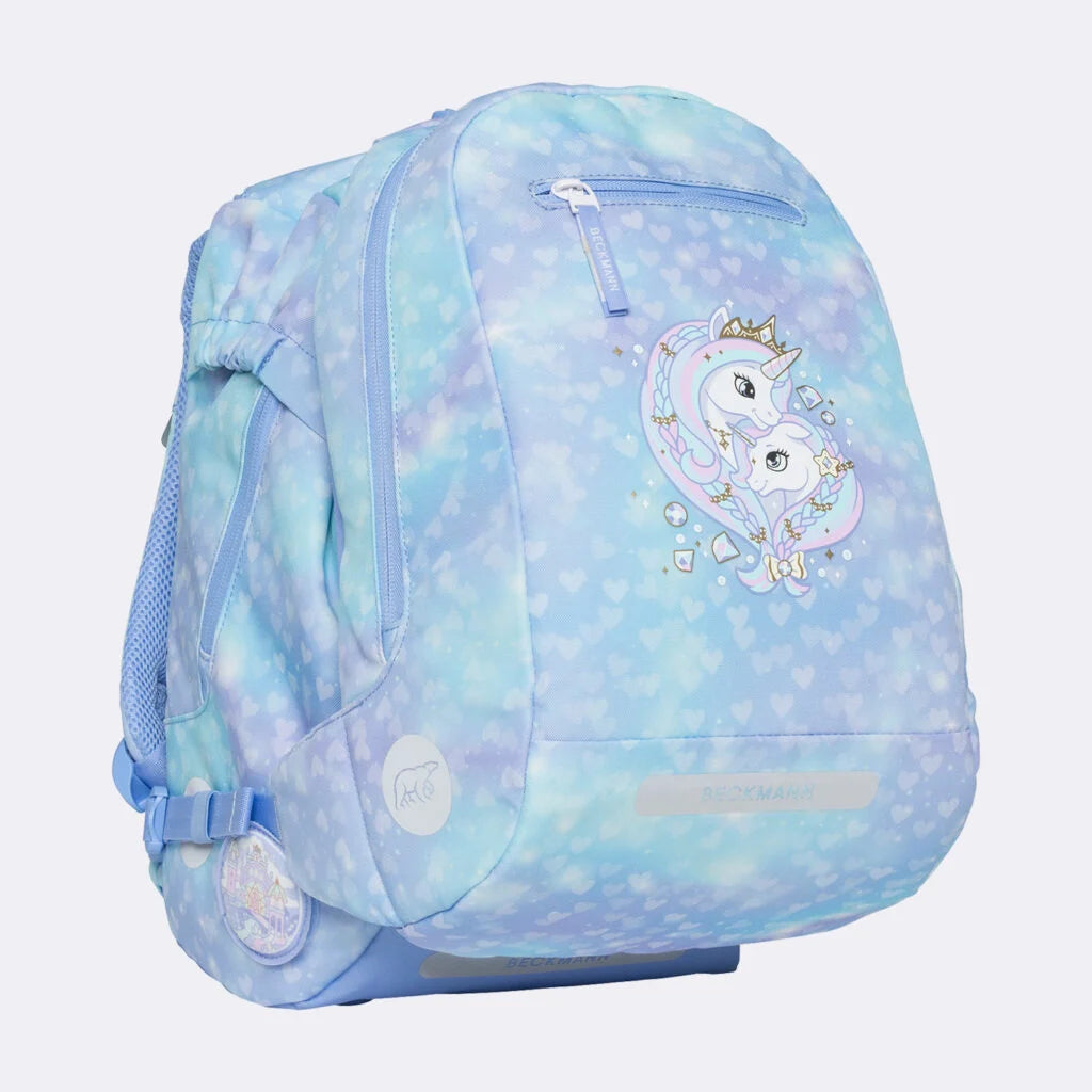 Ghiozdan, rucsac ergonomic cu pernǎ de aer Beckmann, set Active Air FLX 6 piese, Unicorn Princess Ice Blue