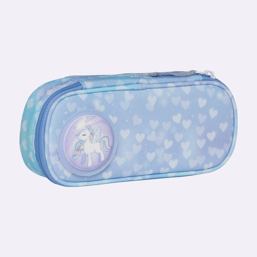 Ghiozdan, rucsac ergonomic cu pernǎ de aer Beckmann, set Active Air FLX 6 piese, Unicorn Princess Ice Blue