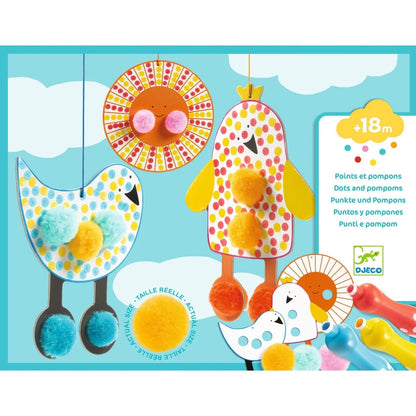 Set creativ de colorat cu pompoane și buline, Djeco