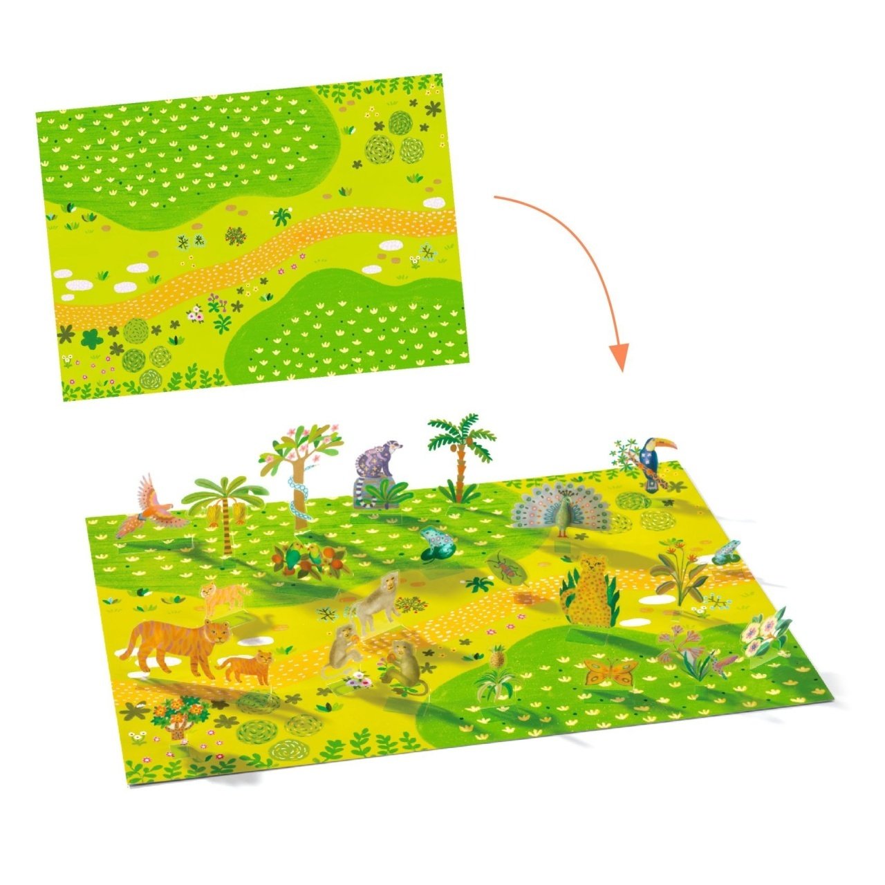 Set creativ de abțibilduri reutilizabile Animale, Djeco