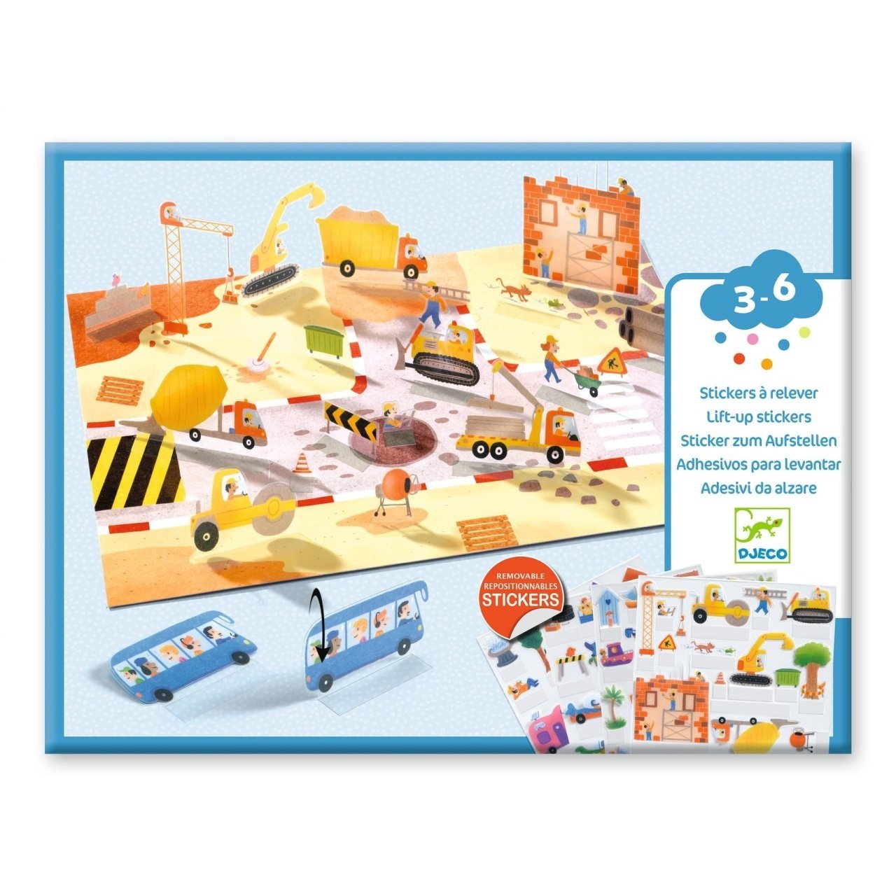 Set creativ de abțibilduri reutilizabile Mașini, Djeco