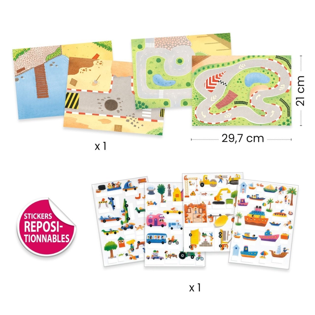 Set creativ de abțibilduri reutilizabile Mașini, Djeco