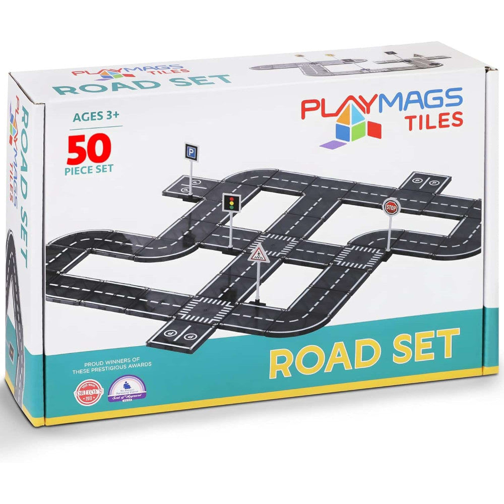 Set Playmags Traseu de drumuri - 50 piese (magnetice de construcție + accesorii)