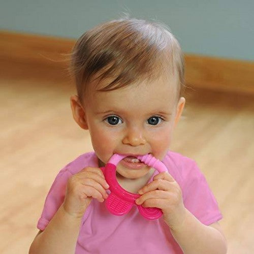 Jucării pentru dentiție din silicon - set 2 bucăți - Green Sprouts by iPlay - Pink&Purple