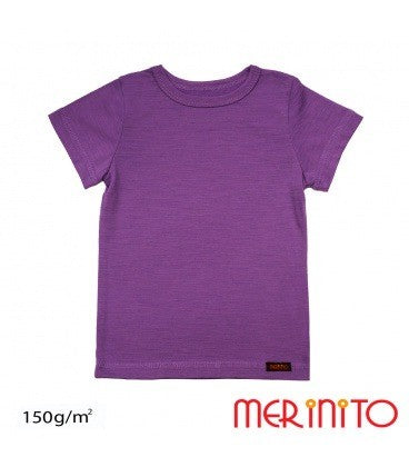 Tricou copii maneca scurta 100% merino 150 g/mp - Amethyst Purple - Merinito