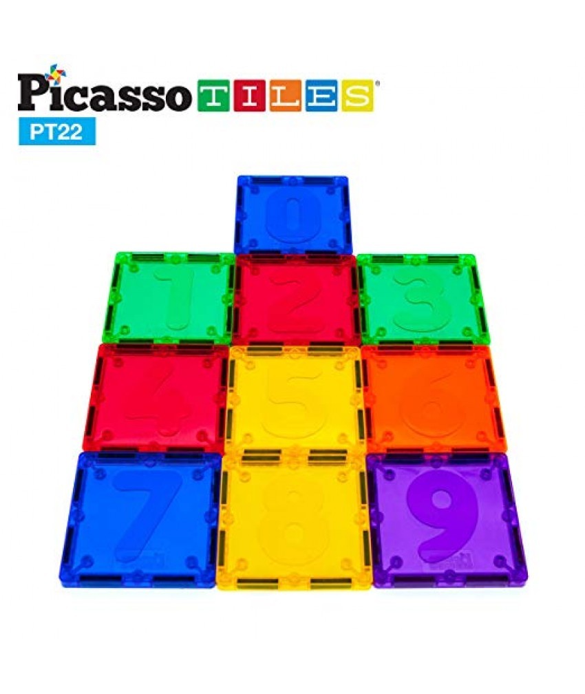 Set PicassoTiles Numerical - 22 Piese magnetice de constructie colorate